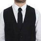 Dolce & Gabbana Gray Striped Wool Dress Vest Gilet