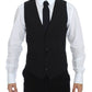 Dolce & Gabbana Black Striped Stretch Dress Vest Gilet