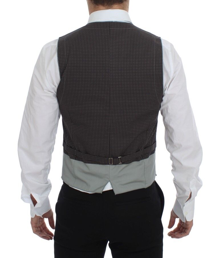 Dolce & Gabbana Gray Polka Dot Dress Vest Gilet Weste