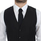 Dolce & Gabbana Black Striped Wool Silk Dress Vest Gilet