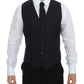 Dolce & Gabbana Black Striped Wool Silk Dress Vest Gilet