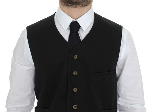 Dolce & Gabbana Black Cotton Blend Dress Vest Gilet