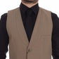 Dolce & Gabbana Beige Cotton Slim Fit Button Front Dress Vest