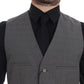 Dolce & Gabbana Gray Cotton Slim Fit Button Front Dress Vest