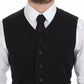 Dolce & Gabbana Black Flax Cotton Dress Vest Blazer