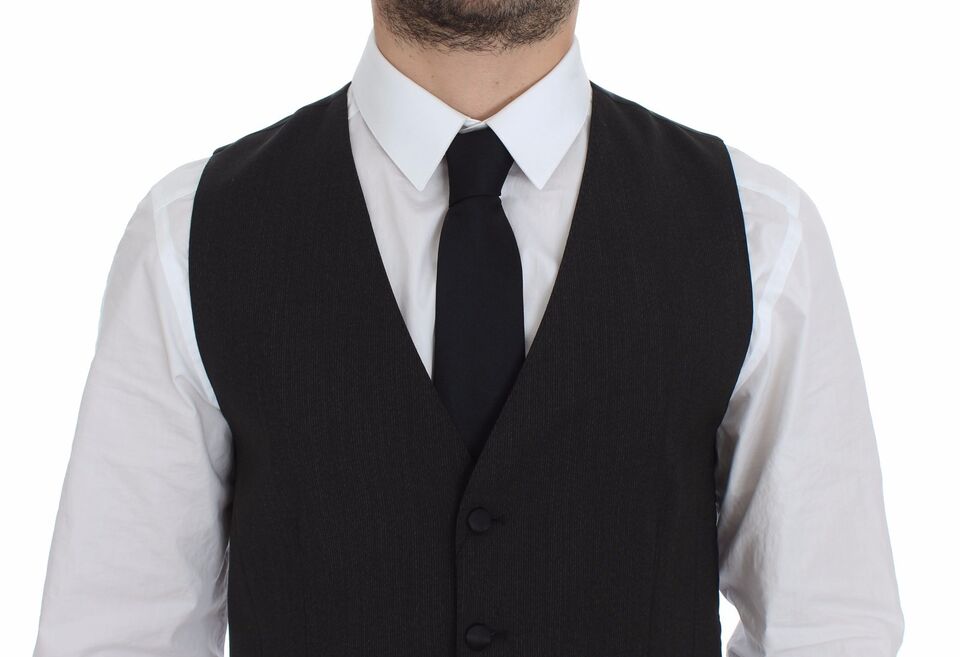 Dolce & Gabbana Gray Wool Stretch Dress Vest Blazer