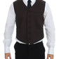 Dolce & Gabbana Brown Cotton Blend Dress Vest Gilet