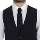 Dolce & Gabbana Blue Cotton Stretch Dress Vest Blazer