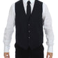 Dolce & Gabbana Gray Striped Wool Silk Dress Vest Gilet