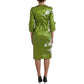 Dolce & Gabbana Green Floral Embellished Sheath Dress