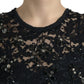 Dolce & Gabbana Exquisite Black Floral Lace Crystal Sheath Dress