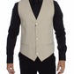 Dolce & Gabbana Beige Cotton Stretch Dress Vest Blazer