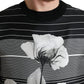 Dolce & Gabbana Black Floral Print Wool Silk Pullover Sweater