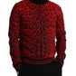 Dolce & Gabbana Red Leopard Print Turtleneck Pullover Sweater