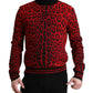 Dolce & Gabbana Red Leopard Print Turtleneck Pullover Sweater