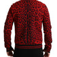 Dolce & Gabbana Red Leopard Print Turtleneck Pullover Sweater