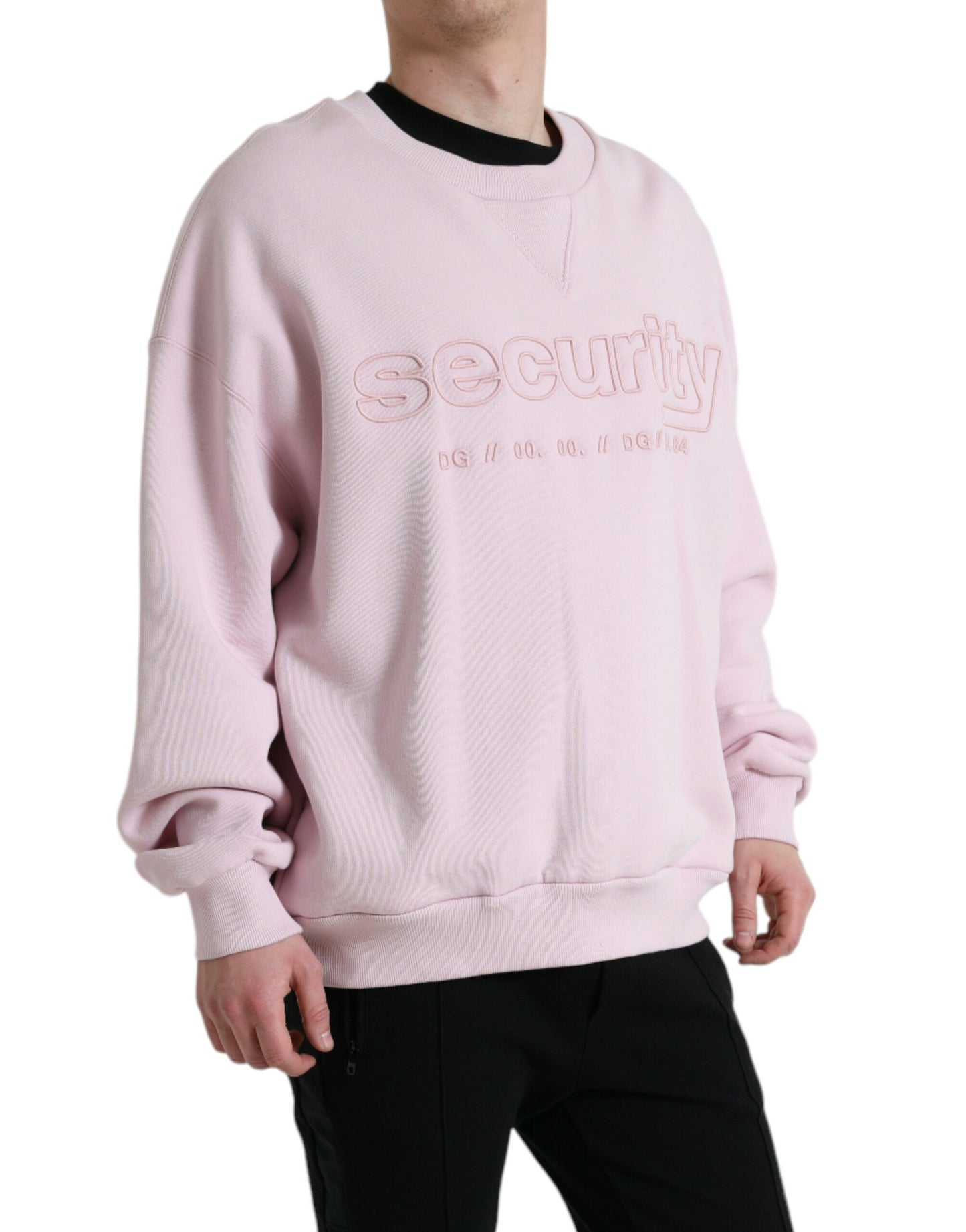 Dolce & Gabbana Pink Embroidered Crew Neck Pullover Sweater