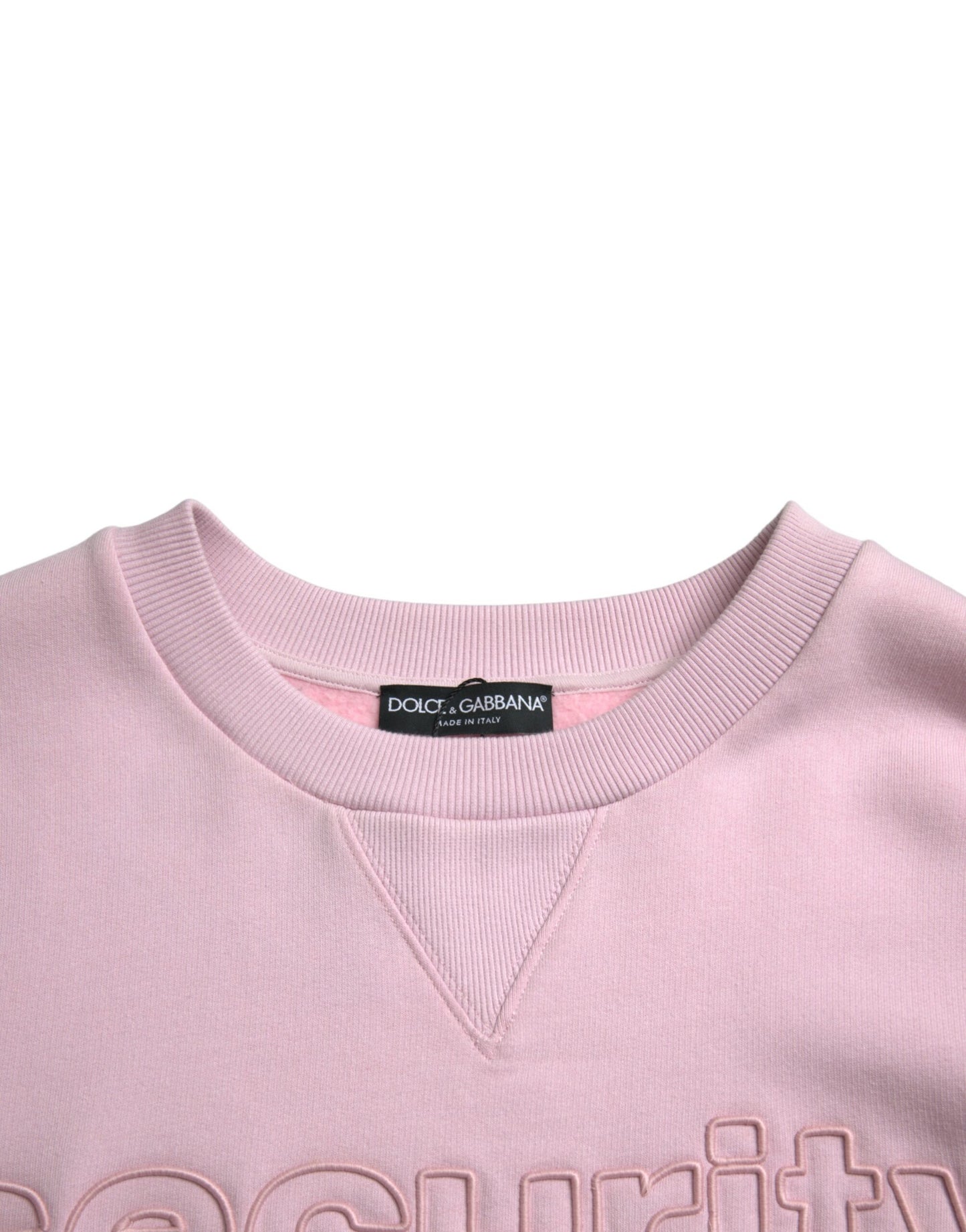 Dolce & Gabbana Pink Embroidered Crew Neck Pullover Sweater