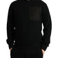 Dolce & Gabbana Black Cotton Crew Neck Men Pullover Sweater