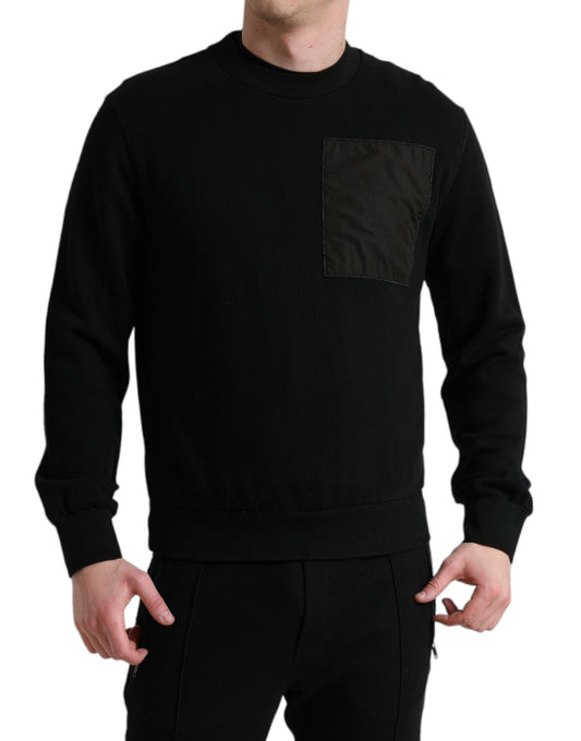 Dolce & Gabbana Black Cotton Crew Neck Men Pullover Sweater