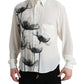 Dolce & Gabbana White Floral Collared Dress Silk Shirt