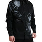 Dolce & Gabbana Black Floral Cotton Collared Dress Shirt