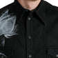 Dolce & Gabbana Black Floral Cotton Collared Dress Shirt