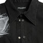 Dolce & Gabbana Black Floral Cotton Collared Dress Shirt