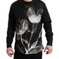 Dolce & Gabbana Black Floral Cotton Collared Long Sleeves Men Shirt