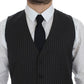 Dolce & Gabbana Gray Striped Wool Single Breasted Vest