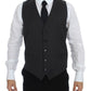 Dolce & Gabbana Gray Striped Wool Single Breasted Vest