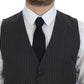 Dolce & Gabbana Black Striped Wool Single Breasted Vest