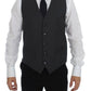 Dolce & Gabbana Black Striped Wool Single Breasted Vest