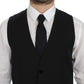 Dolce & Gabbana Black Wool Formal Dress Vest Gilet Weste