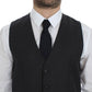 Dolce & Gabbana Gray Striped Wool Single Breasted Vest