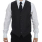 Dolce & Gabbana Gray Striped Wool Single Breasted Vest