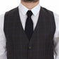 Dolce & Gabbana Brown Check Wool Single Breasted Vest