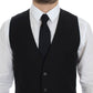 Dolce & Gabbana Black Wool Single Breasted Vest Gilet