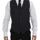 Dolce & Gabbana Gray Striped Wool Single Breasted Vest