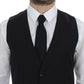 Dolce & Gabbana Black Striped Wool Single Breasted Vest