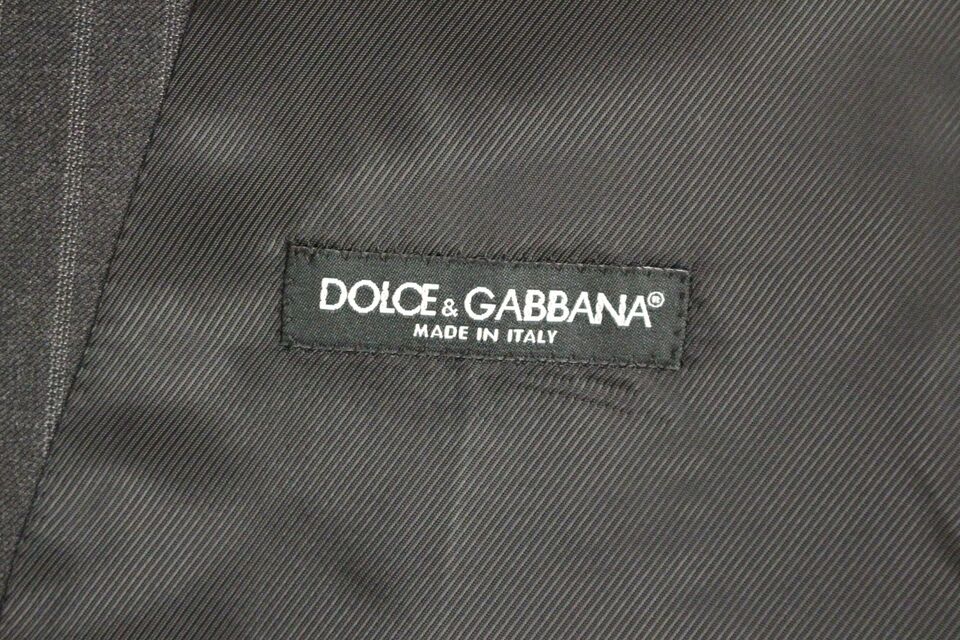 Dolce & Gabbana Gray Striped Wool Logo Vest Gilet Weste