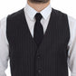 Dolce & Gabbana Gray Striped Wool Logo Vest Gilet Weste