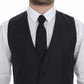 Dolce & Gabbana Gray Striped Wool Logo Vest Gilet Vests