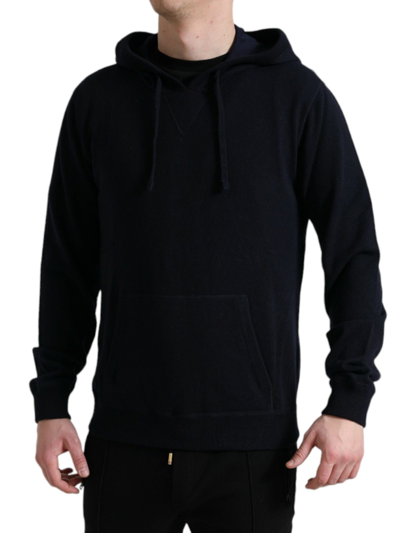 Dolce & Gabbana Blue Cashmere Hooded Pullover Sweater