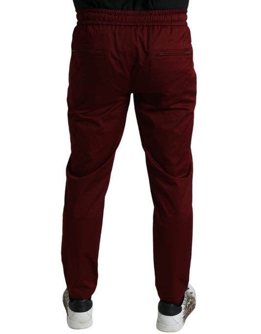 Dolce & Gabbana Maroon Jogging Cotton Stretch Men Jogger Pants