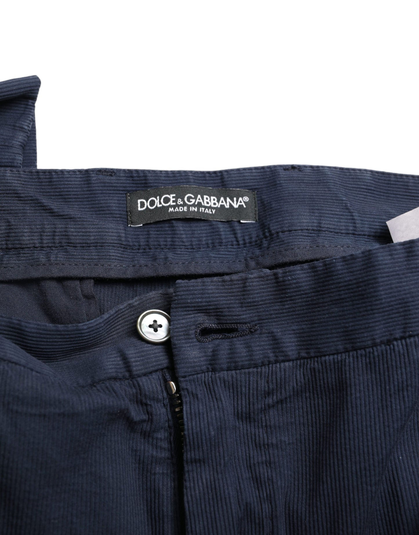 Dolce & Gabbana Dark Blue Cotton Stretch Slim Fit Dress Pants