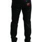 Dolce & Gabbana Black Silver Patterned Slim Cotton Jeans