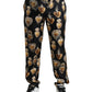 Dolce & Gabbana Black Heart Print Silk Men Pajama Pants