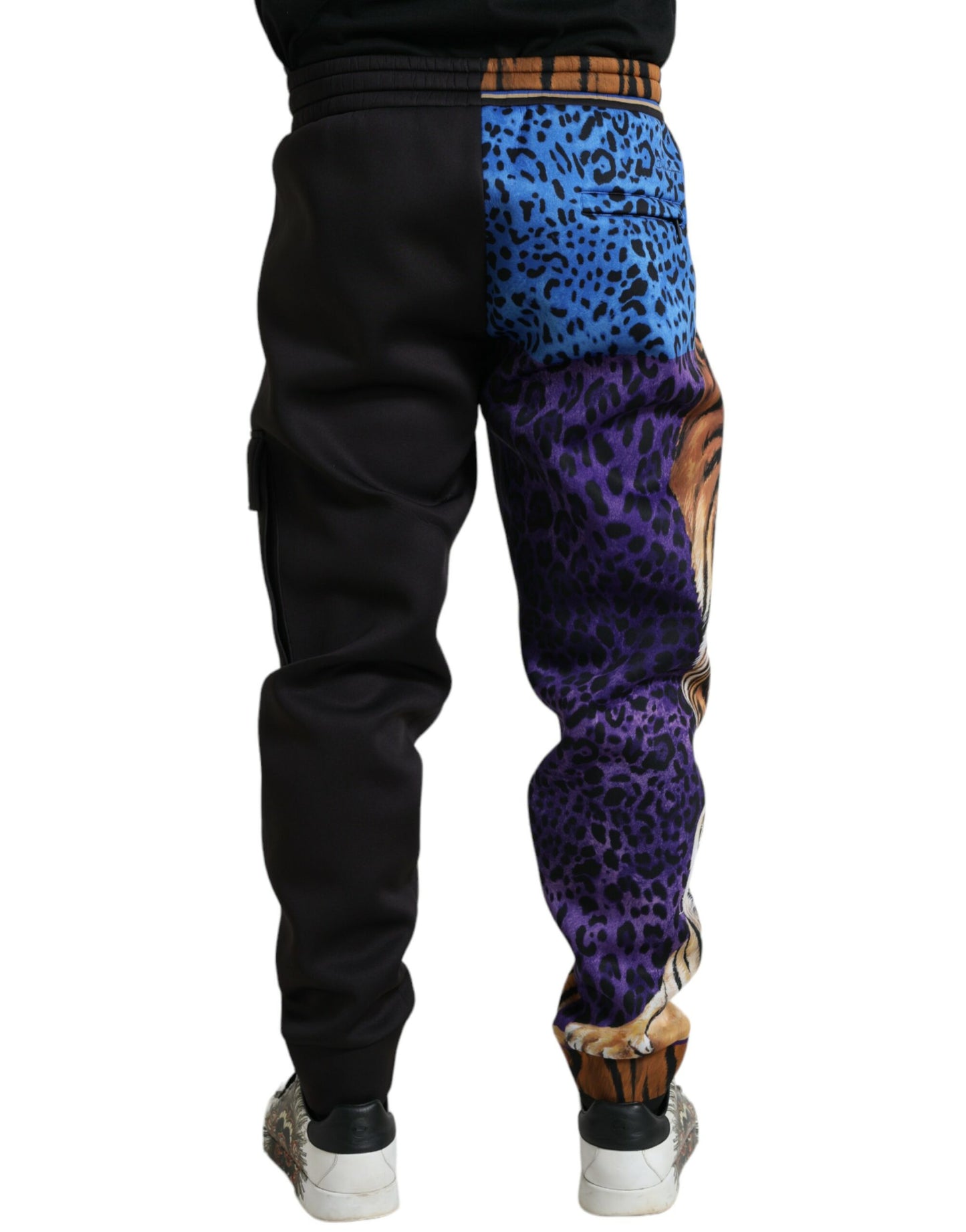 Dolce & Gabbana Black Blue Leopard Print Trouser Jogger Pants