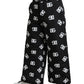 Dolce & Gabbana Black Logo DG Print Wide Leg Pants